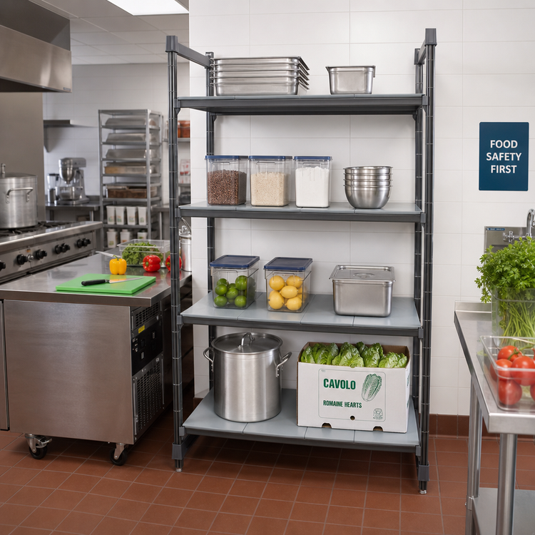 Product image #2 for Cambro Camshelving Basics Plus 4-Shelf Solid Stationary Starter Unit, 24" x 54" x 72"