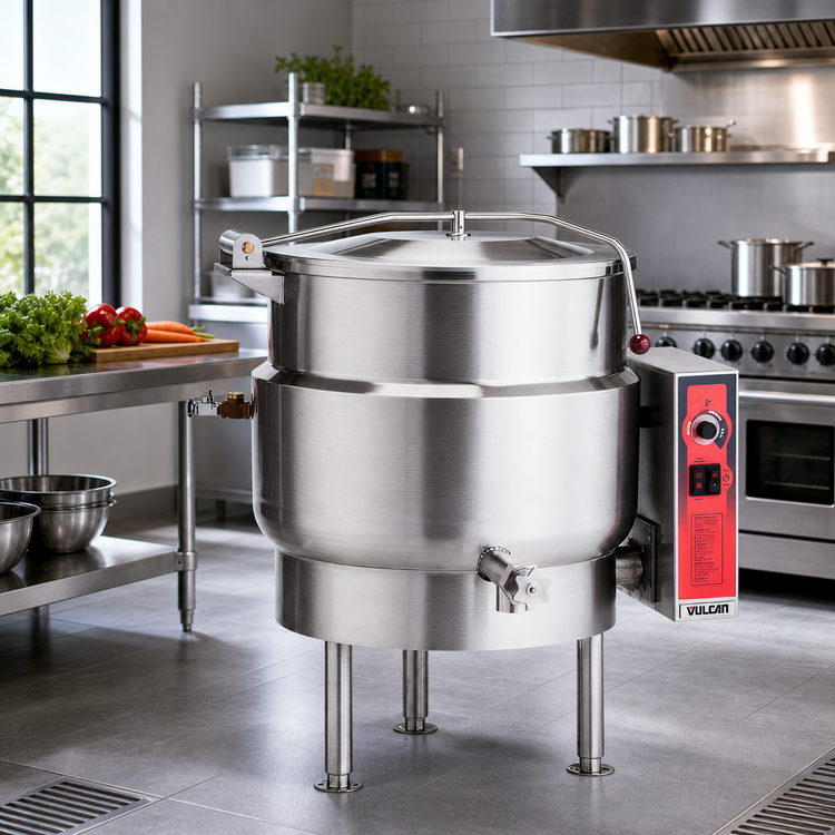 Product image #3 for Vulcan K60ELT 60-Gallon Electric Tilting Steam Kettle with 2/3 Jacket and Tri-Leg Base
