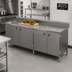 Thumbnail image #2 for John Boos Enclosed Base Work Table with Hinged Doors, 144W x 24D, 16-Gauge Stainless Steel Top, 5-Inch Backsplash