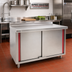 Thumbnail image #2 for Spec-Master UCBH30120SEM Marine Series 120 Inch 14-Gauge Stainless Steel Enclosed Work Table with Hinged Doors