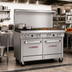 Thumbnail image #2 for 48-Inch Commercial Gas Restaurant Range with 2 Non-Clog Burners, 36-Inch Griddle, Standard Oven, and Cabinet Base