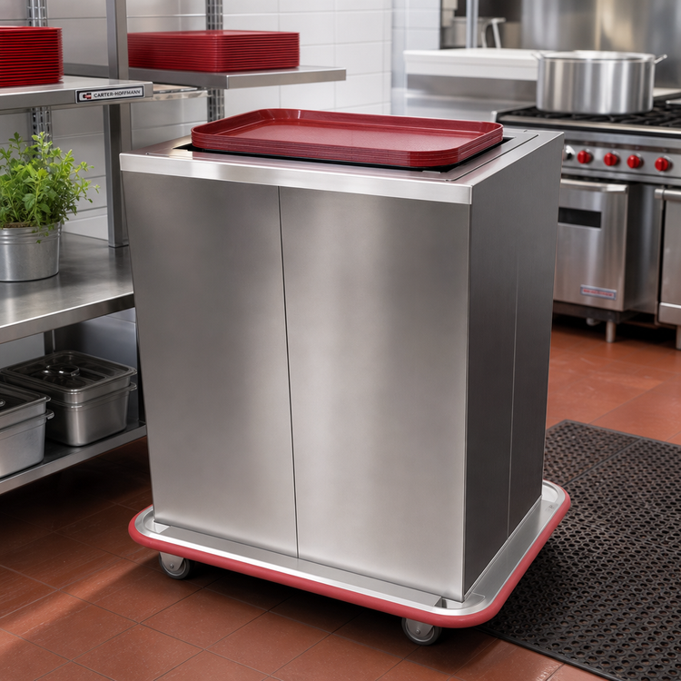 Product image #2 for Carter-Hoffmann 2-Stack Enclosed Mobile Tray Dispenser Cabinet for 14" x 18" Trays