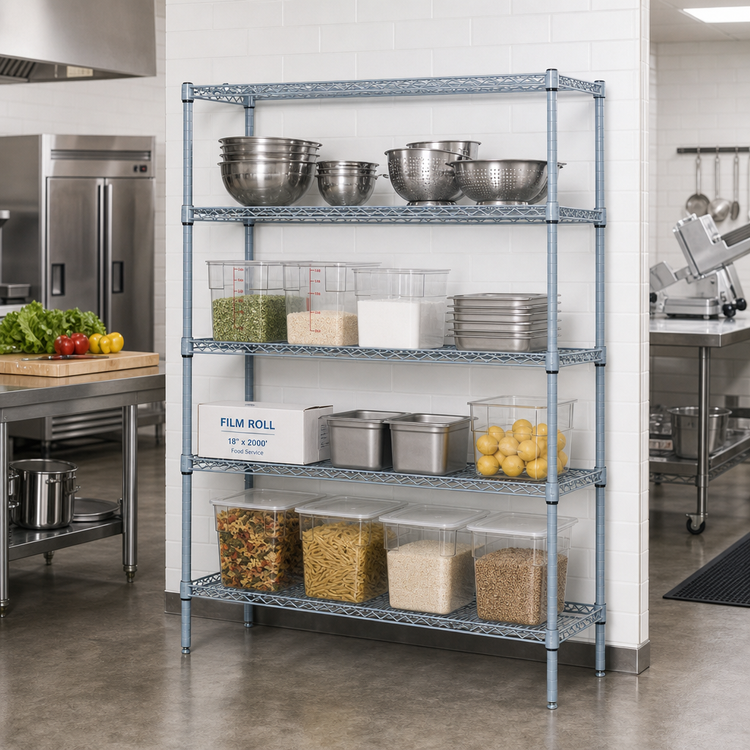Product image #2 for Quantum Gray Epoxy Antimicrobial Wire Shelving Starter Kit, 4-Shelf, 72-Inch W x 86-Inch H
