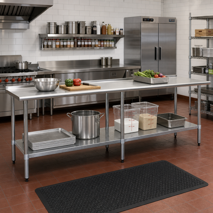 Product image #2 for Eagle Group Budget Series 120 Inch x 30 Inch Stainless Steel Work Table with 1-1/2 Inch Rear Up-Turn and Undershelf