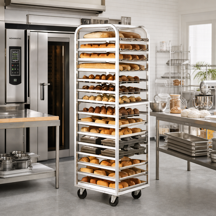 Product image #2 for Adamatic Roll-In Oven Rack with A-Style Lift, Double Side Load, 40-Pan Capacity