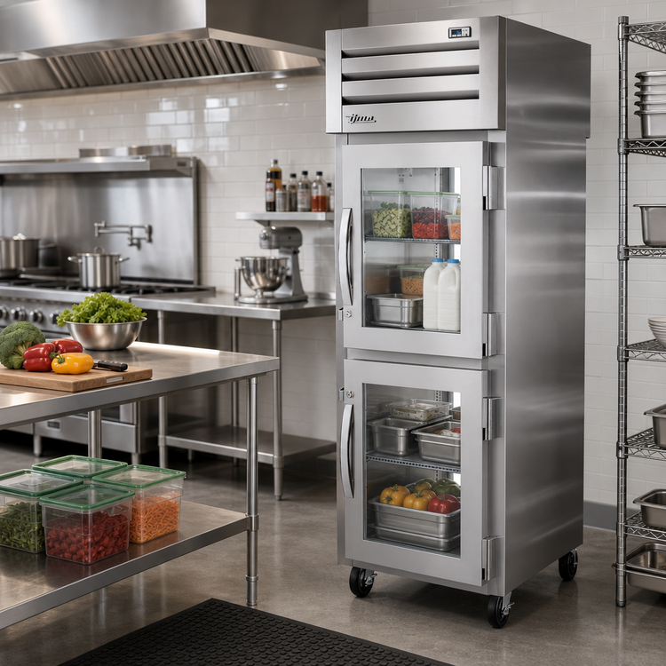Product image #2 for True SPEC SERIES 1-Section Pass-Thru Reach-In Refrigerator with 2 Glass Half Front Doors and Rear Glass Door