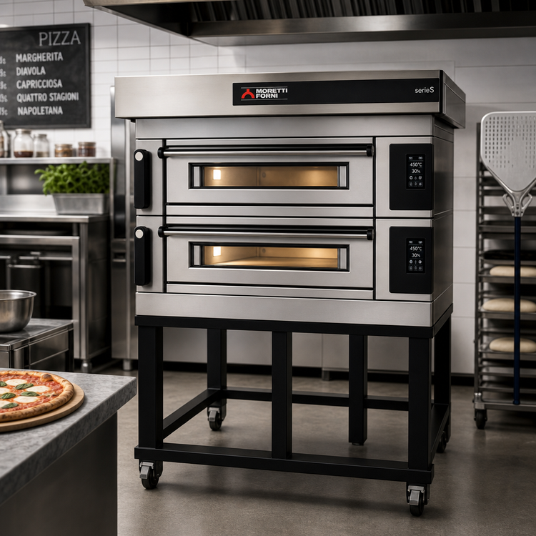 Product image #2 for Moretti Forni serieS Evolution S100E 2-Deck Modular Electric Pizza Deck Oven with Stand