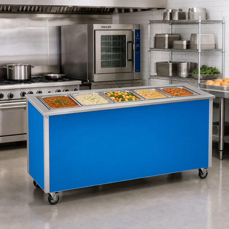 Product image #2 for Vollrath 4-Series Signature Server Mobile 5-Pan Wet Bain Marie Hot Food Station, 74 Inch