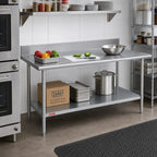 Thumbnail image #2 for Duke Manufacturing 316-3084-5R 84-Inch Stainless Steel Work Table, 16-Gauge 300 Series Top, 5-Inch Riser, Galvanized Undershelf