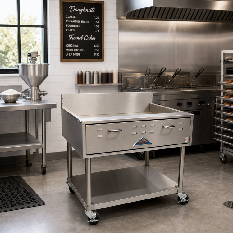 Product image #2 for Comstock-Castle Floor Model Gas Doughnut/Funnel Cake Fryer, 23 Inch Wide, Stainless Steel, 50,000 BTU