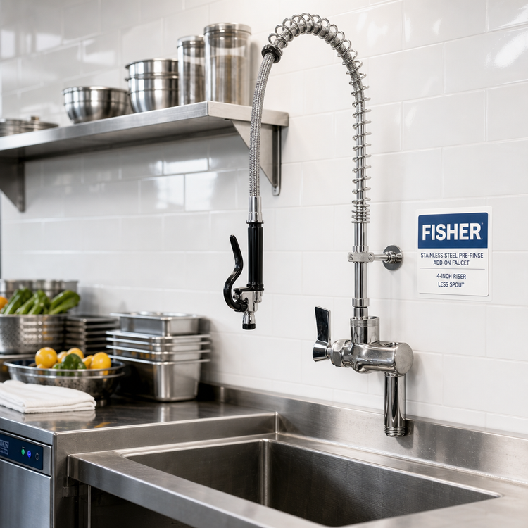 Product image #2 for Fisher Stainless Steel Pre-Rinse Add-On Faucet with 4-Inch Riser, Less Spout