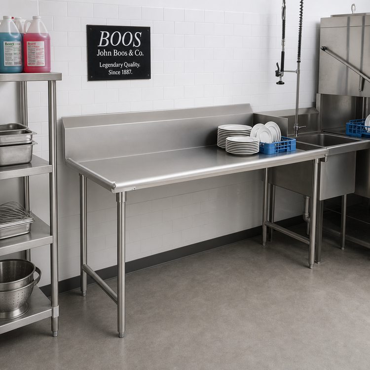 Product image #2 for John Boos Pro-Bowl 72-Inch Straight Clean Dish Table with Right-to-Left Operation and 10-Inch Backsplash