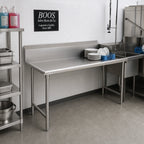Thumbnail image #2 for John Boos Pro-Bowl CDT6-S72SBK-L 72-Inch Straight Clean Dish Table, Right-to-Left, 10-Inch Backsplash, 16-Gauge 300 Series Stainless Steel