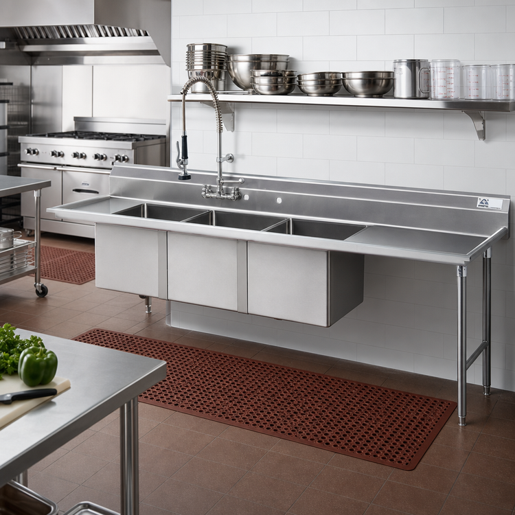 Product image #2 for Advance Tabco 83-Inch 3-Compartment Sink Dishtable with Right Drainboard