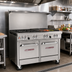 Thumbnail image #2 for Southbend Ultimate 48-Inch Gas Restaurant Range with 2 Open Burners, Wavy Grates, 36-Inch Charbroiler, Convection Oven, and Cabinet Base