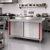 Thumbnail image #2 for Spec-Master Marine Series Enclosed Work Table with Cabinet Base and 4 Sliding Doors, 96 x 24 Inch, 14-Gauge Stainless Steel Top