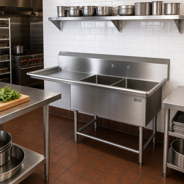 Product image #2 for John Boos Pro-Bowl 2-Compartment Stainless Steel Sink with 24-Inch Left Drainboard