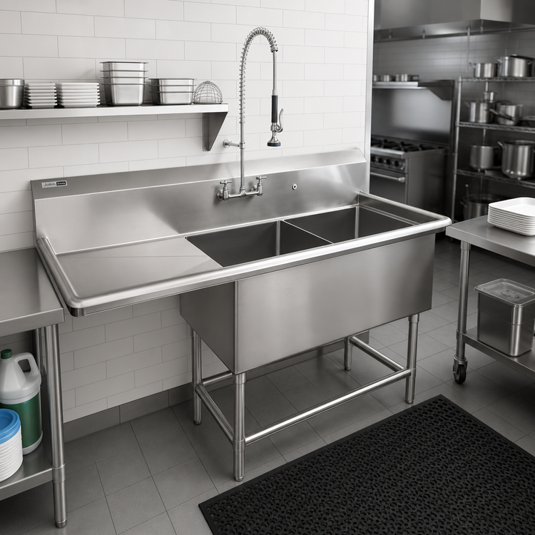 Product image #2 for John Boos Pro-Bowl 2-Compartment Stainless Steel Sink with 24-Inch Left Drainboard
