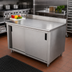 Thumbnail image #2 for Advance Tabco Enclosed Work Table with Cabinet Base, Mid-Shelf and Sliding Doors, 120 x 24 Inches, 14-Gauge 304 Stainless Steel Top
