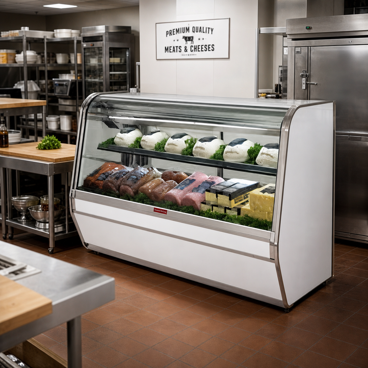 Product image #2 for Howard-McCray 50-Inch Curved Glass Full Service Deli Meat & Cheese Case, Remote Refrigeration, LED