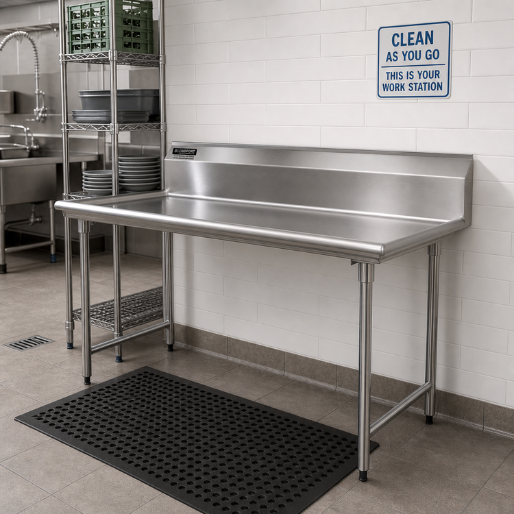 Product image #2 for BlendPort 84 Inch Straight Clean Dishtable, 16 Gauge 304 Stainless Steel, 10 Inch Backsplash