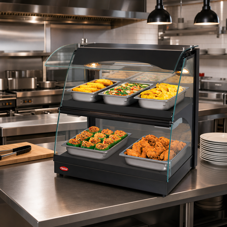 Product image #2 for Hatco Glo-Ray Curved Glass Merchandising Warmer, 26-Inch Countertop, Deck and Shelf
