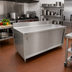 Thumbnail image #2 for Omcan 60 Inch x 24 Inch Stainless Steel Enclosed Work Table with Sliding Doors and 6 Inch Backsplash