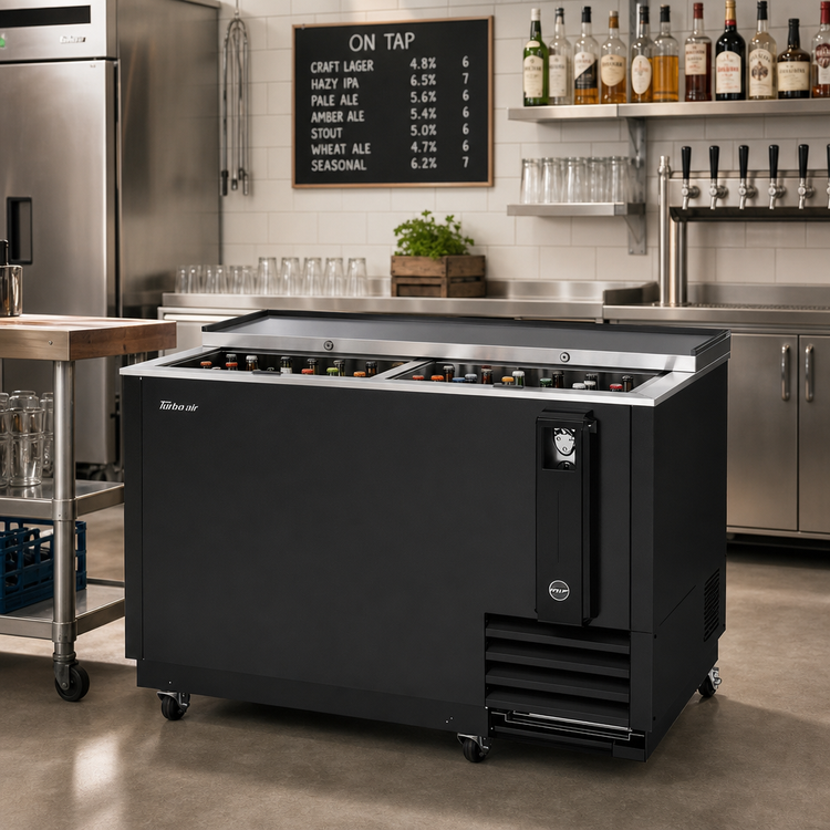 Product image #2 for Turbo Air Super Deluxe 50-Inch 13.5 Cu. Ft. Bottle Cooler with Sliding Lids and Side-Mount Compressor