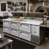 Thumbnail image #2 for Turbo Air Super Deluxe 93-1/8-Inch 3-Section Stainless Steel Pizza Prep Table with 6 Drawers, Side-Mount Self-Contained Refrigeration