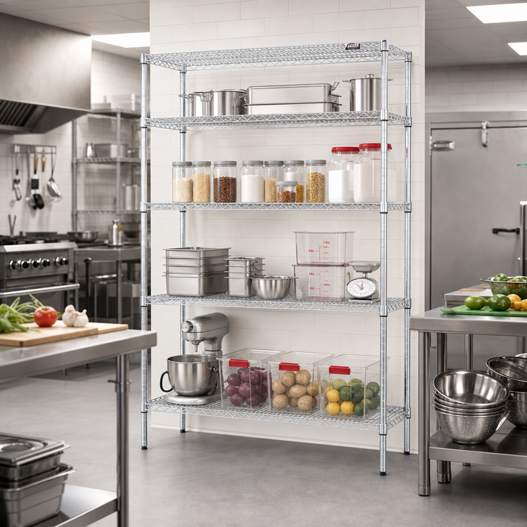 Product image #2 for EAGLEbrite 4-Tier Stationary Starter Wire Shelving Unit, 48 x 24 x 74 Inches, Zinc Finish