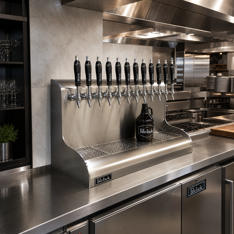 Product image #2 for Perlick 4076BK10 10-Faucet Modular Wall-Mount Glycol-Cooled Draft Beer Dispensing Tower