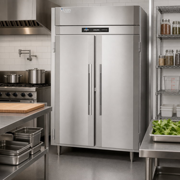 Product image #2 for Victory UltraSpec 49.02 Cu. Ft. Two-Section Reach-In Freezer with V-Core, Stainless Steel, Self-Contained