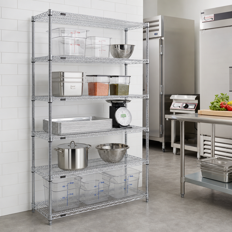 Product image #2 for Redipak 5-Tier Stationary Wire Shelving Unit, 36"W x 18"D x 74"H, Zinc Finish