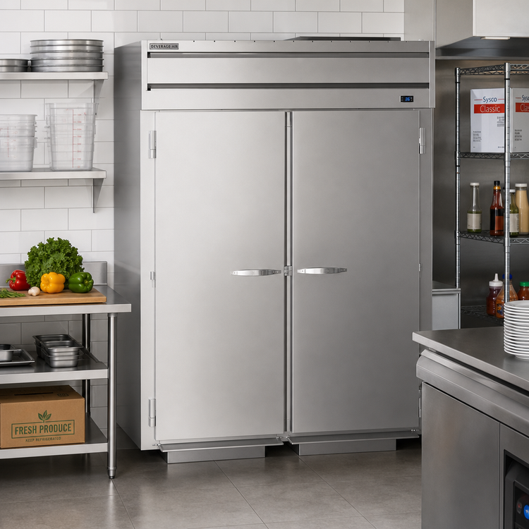 Product image #2 for Beverage-Air P-Series 2-Section Roll-In Refrigerator, Top-Mount Self-Contained, 70.84 Cu. Ft., Solid Doors