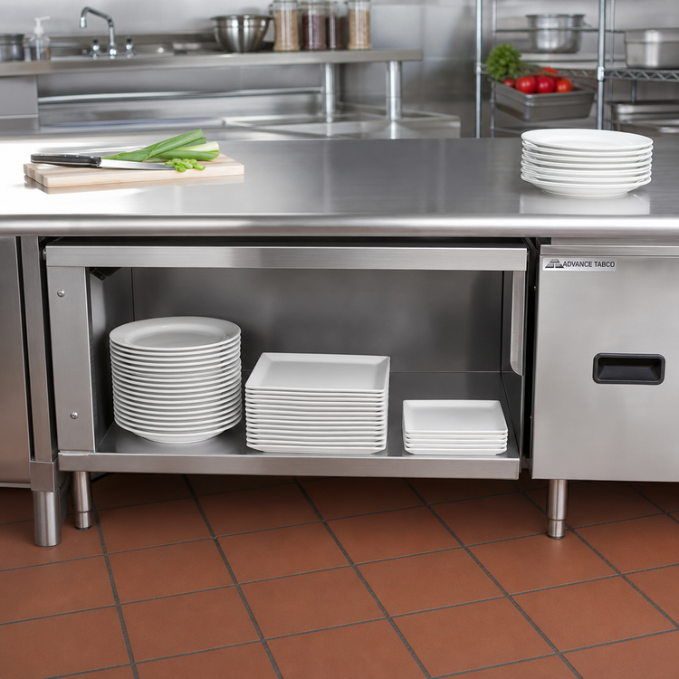 Product image #3 for Advance Tabco TA-135 Under-Counter Plate Shelf for Enclosed Base Tables, 10-Inch Deep