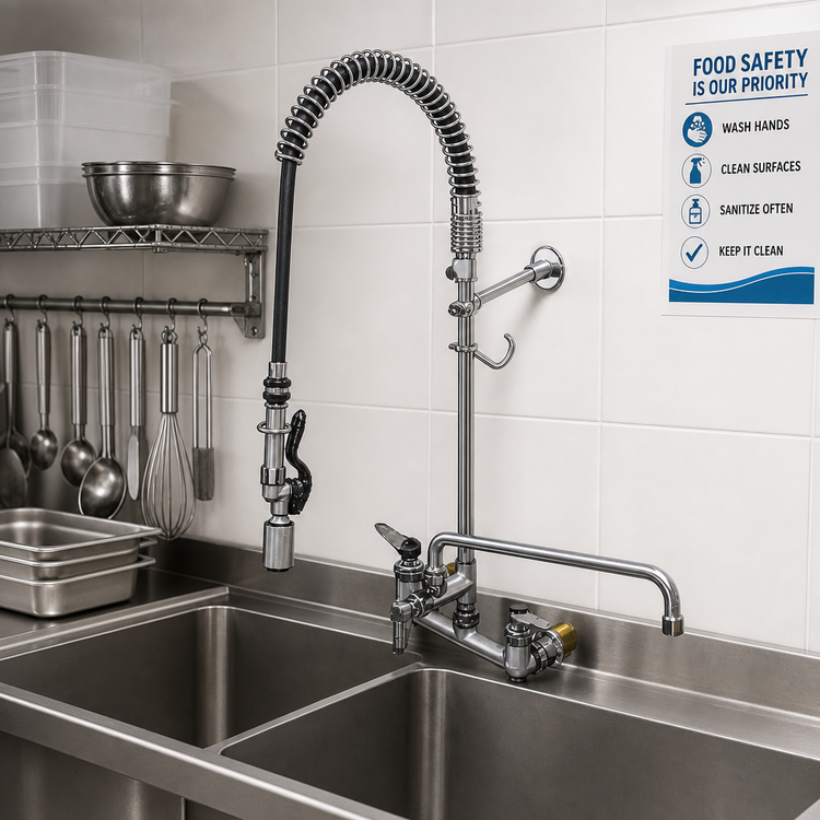 Product image #2 for EasyInstall 8-Inch Wall Mount Add-On Pre-Rinse Unit with 18-Inch Swing Nozzle