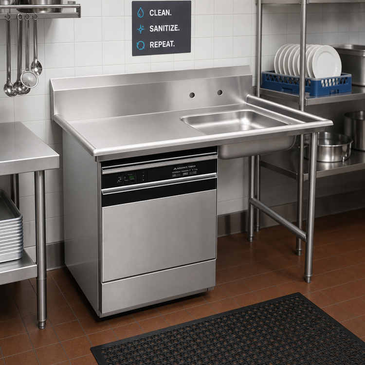 Product image #2 for Advance Tabco Undercounter Dish Table with Right-Side Sink Bowl, 72 x 30 Inch