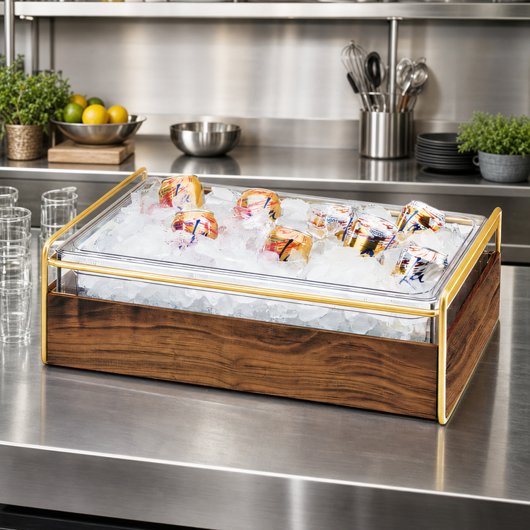 Product image #2 for Mid-Century Rectangular Ice Housing with Brass Frame and Clear Polycarbonate Pan