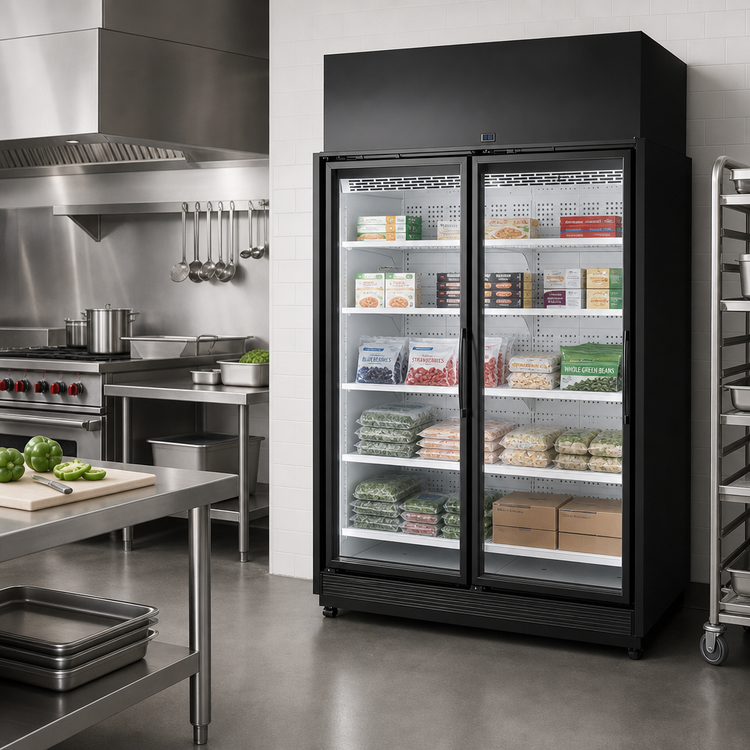 Product image #2 for True TRM2L Low Temp Two-Section Glass Door Freezer Merchandiser