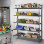 Thumbnail image #2 for Cambro Camshelving® Basics Plus CBA246084VS5580 5-Tier Add-On Polymer Shelving Unit, 24 x 60 x 84 Inches, Vented and Solid, Brushed Graphite