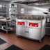 Thumbnail image #3 for Vulcan 3ER50AF Three-Battery Electric Floor Fryer with Built-In KleenScreen PLUS Filtration, Solid State Analog Controls, 50 lb. Per Vat
