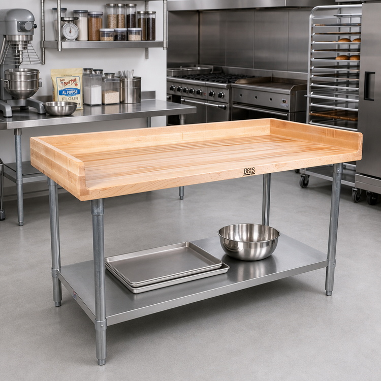 Product image #2 for John Boos DSS06-X 48-Inch x 30-Inch Bakers' Top Work Table with 1-3/4-Inch Maple Top and Stainless Steel Undershelf
