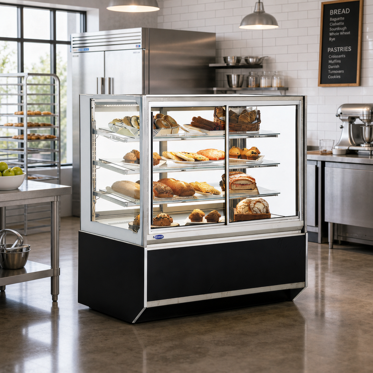 Product image #2 for Italian Glass 60-Inch Non-Refrigerated Self-Serve Pastry Display Case with Sliding Glass Doors
