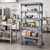 Thumbnail image #2 for Millenia Mobile Polymer Starter Shelving Unit with 5 Open Grid Shelves, 42 x 24 x 74 Inches, Gray