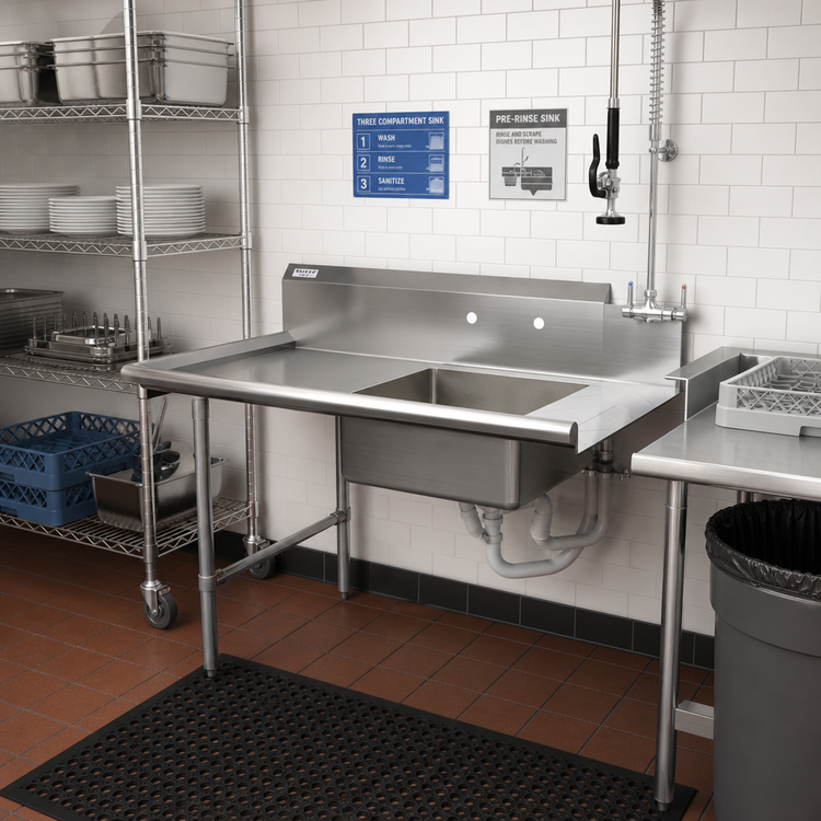 Product image #2 for Straight Soiled Dishtable with Left-to-Right Operation and Pre-Rinse Sink, 36 Inch Wide