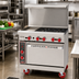Thumbnail image #2 for American Range 36-Inch Commercial Gas Restaurant Range with Left 12-Inch Griddle, 4 Open Burners, and Storage Base