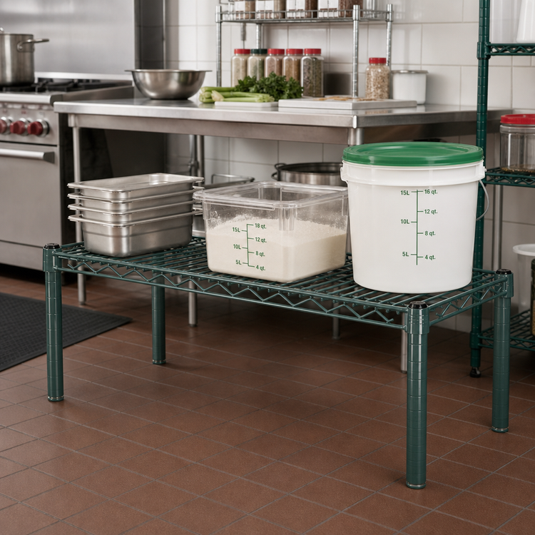 Product image #2 for Quantum Green Epoxy Antimicrobial Dunnage Rack Platform Rack, 60 x 18 x 14 Inches, 600-800 lb Capacity