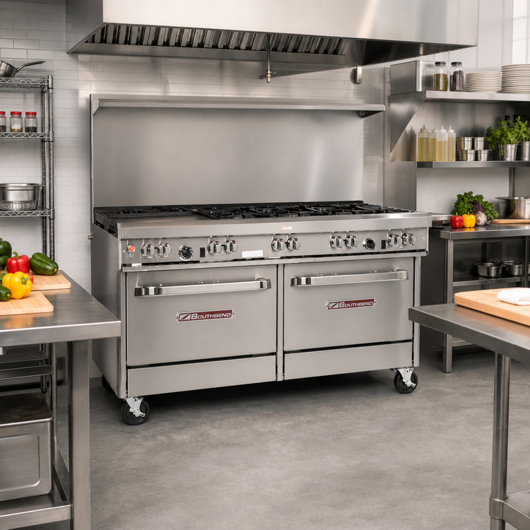 Product image #2 for Southbend Ultimate 60-Inch Gas Restaurant Range with 4 Pyromax Burners, 24-Inch Griddle and 2 Convection Ovens