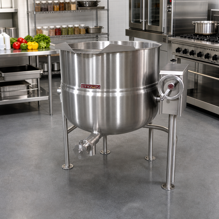 Product image #2 for Crown DLT-30 30 Gallon Direct Steam Tilting Kettle