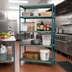 Thumbnail image #2 for Quantum 4-Tier Stationary Wire Plastic Mat Shelving Unit, 42W x 21D x 86H, Green Epoxy